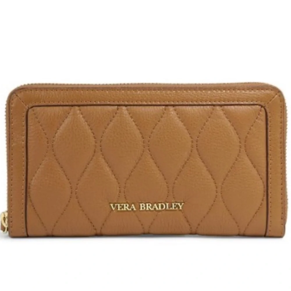 Vera Bradley 'Audrey' zip wallet in tan leather NWOT - Picture 2 of 10